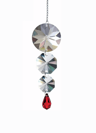 Crystal Suncatcher 5 inch Clear and Red Waterfall Prisms Magnificent Brand 