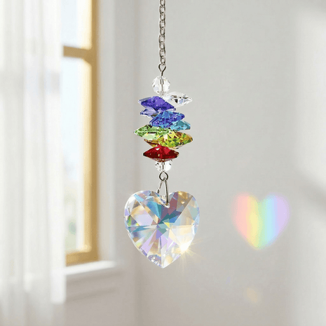 Aurora Borealis crystal Heart Swarovski Crystal Prism Suncatcher - Rainbow Maker