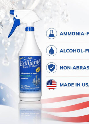 Brilliante Crystal Cleaner ammonia-free, alcohol-free and non-abrasive product benefits