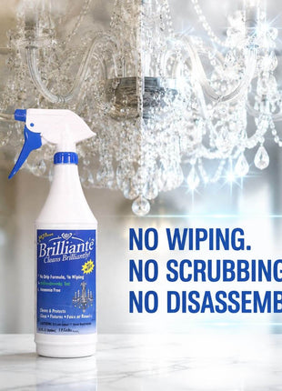 Brilliante chandelier cleaner with no wiping, scrubbing or disassembly required