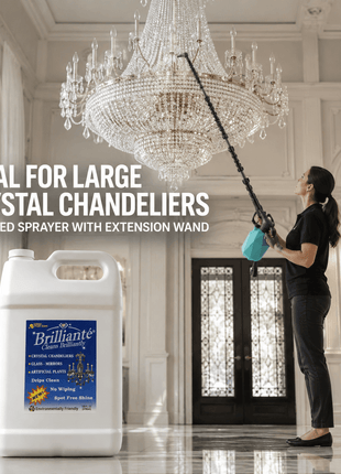 Brilliante gallon cleaner and extension-wand power sprayer for large crystal chandeliers