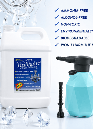 Brilliante one-gallon crystal cleaner refill with electric power sprayer and product benefits