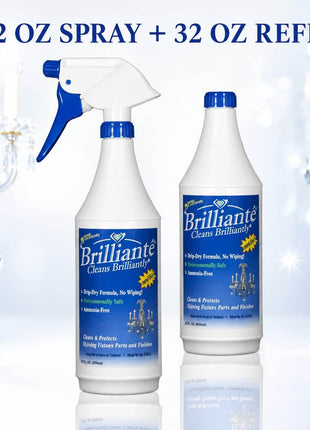 Brilliante Crystal Cleaner 32 oz spray bottle and 32 oz refill