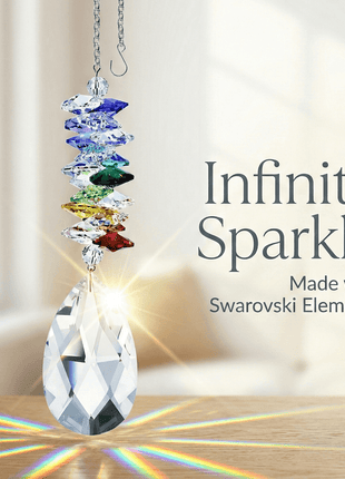 Crystal Ornament 5 inch Suncatcher Clear Almond with Swarovski crystals