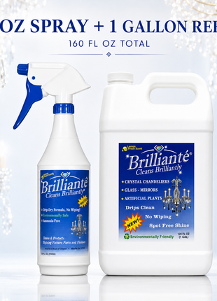 Brilliante Crystal Cleaner 32 oz spray and 1 gallon refill – CrystalPlace