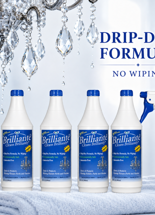 Brilliante Crystal Cleaner drip-dry no-wipe bundle with three refills – CrystalPlace