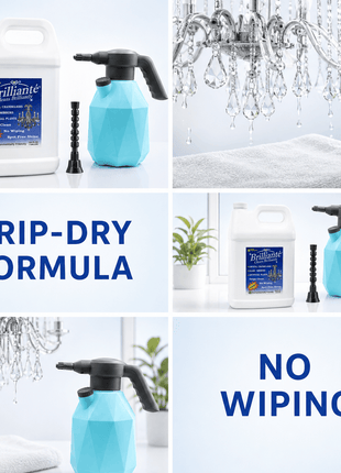 Brilliante Crystal Cleaner gallon refill with electric sprayer for chandeliers – CrystalPlace