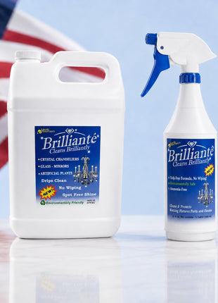 Brilliante Crystal Cleaner spray and gallon refill with American flag – CrystalPlace