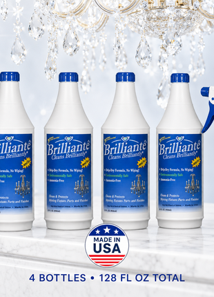 Brilliante Crystal Cleaner spray bottle and three 32 oz refills – CrystalPlace