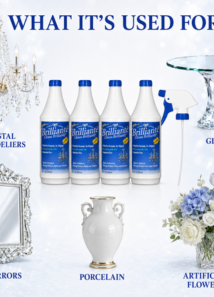 Brilliante Crystal Cleaner uses for chandeliers, glass, mirrors, porcelain and flowers – CrystalPlace
