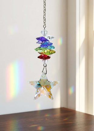 Colorful crystal Swarovski hanging ornament with rainbow effect