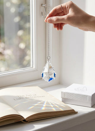 Hanging Crystal Suncatcher 2-in Swarovski Crystal Clear French Pendeloque Prism
