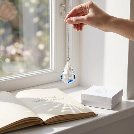 Hanging Crystal Suncatcher 2-in Swarovski Crystal Clear French Pendeloque Prism