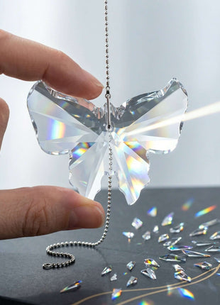 Deluxe Butterfly Crystal 3-inch Clear Hanging Crystal Suncatcher