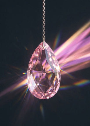 Crystal Suncatcher Almond Prism 2 inch Swarovski Strass Rosaline or Light Pink