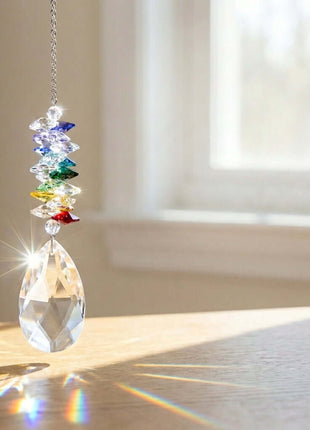 Crystal Ornament suncatcher 5 inch Clear Almond with Swarovski crystals