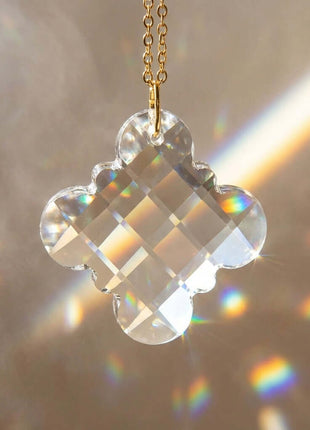 The Lucky 4-Leaf Clover Hanging  Crystal Prism