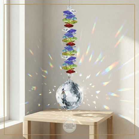 Crystal Ornament 7-inch Suncatcher Colorful Ornament Swarovski Faceted Ball Prism Made with Swarovski crystals