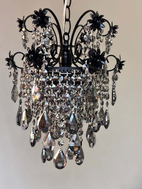 Mini chandelier ice black crystals