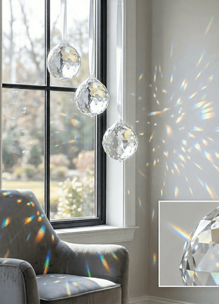 Magnificent Crystal Prisms Suncatcher Rainbows 30mm Faceted Crystal Ball Prisms 3pcs