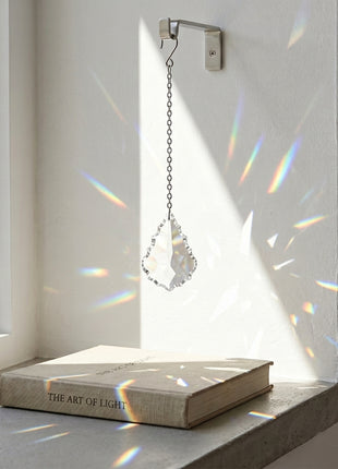 Hanging Crystal Suncatcher 3-in Swarovski Crystal Clear French Pendeloque Prism