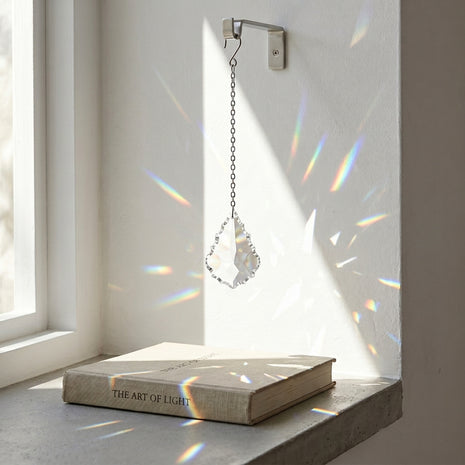 Hanging Crystal Suncatcher 3-in Swarovski Crystal Clear French Pendeloque Prism