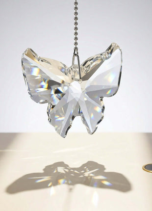 Crystal butterfly ornament on a white background