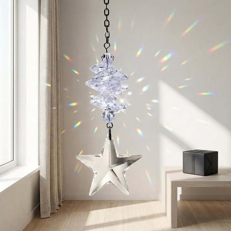 Swarovski Crystal star-shaped ornament with rainbow
