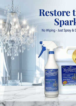 Brilliante Crystal Cleaner Spray Bottle + 1 Gallon Refill Bottle
