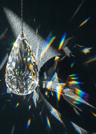 Crystal Suncatcher Modern Almond Prism Swarovski Strass Clear Prism