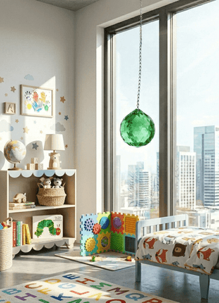 Crystal Suncatcher 30mm Swarovski Strass Emerald Faceted crystal Ball 