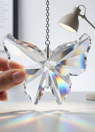 Deluxe Butterfly Crystal 3-inch Clear Hanging Crystal Suncatcher