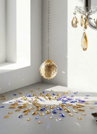 Crystal Suncatcher 30mm Swarovski Strass Golden Teak Faceted crystal Ball Prism