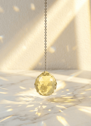 Crystal Suncatcher Swarovski Strass Light Topaz Faceted Ball 30mm