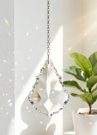 Hanging Crystal Suncatcher 3-in Swarovski Crystal Clear French Pendeloque Prism