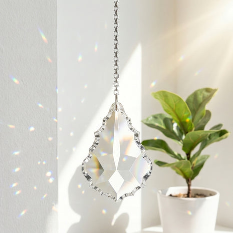 Hanging Crystal Suncatcher 2.5-in Swarovski Crystal Clear French Pendeloque Prism