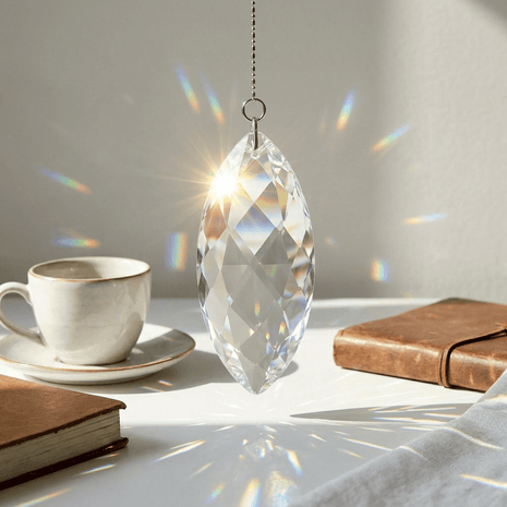 Swarovski Crystal hanging Twist ornament with rainbow
