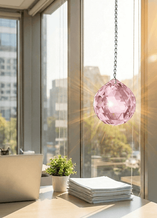 Crystal Suncatcher 30mm Swarovski Strass Rosaline light pink Faceted Ball Prism
