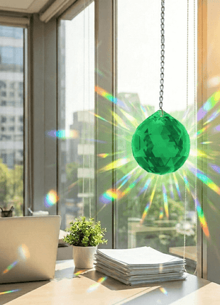 crystal place Crystal Suncatcher 30mm Swarovski Strass Emerald Faceted Ball Prism