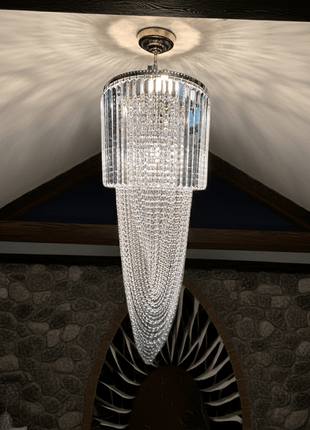 Modern Crystal Chandelier Spiral Design for high ceiling