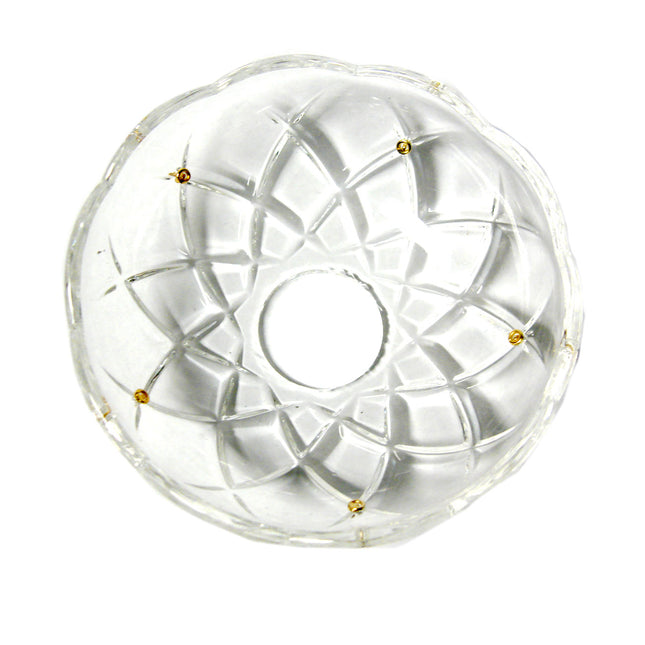 Crystal Bobeche 4 inches Clear with 26mm Center Hole, 5 Gold Pins