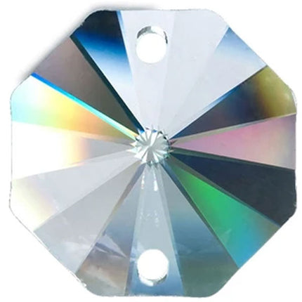 Octagon Crystal 40mm Clear Prism with Two Holes