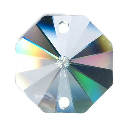 Octagon Crystal 30mm Clear Prism with Two Holes