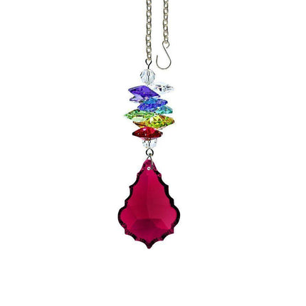 Crystal Ornament Suncatcher Faceted Bordeaux Pendeloque Rainbow Maker Made with Swarovski crystals