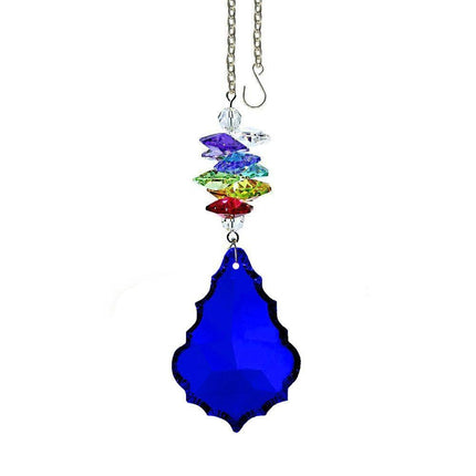Crystal Ornament Suncatcher Faceted Dark Sapphire Pendeloque Rainbow Maker Made with Swarovski crystals