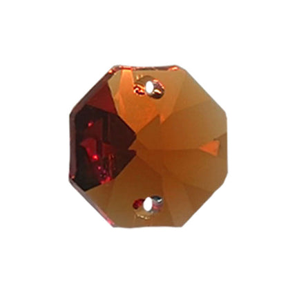Octagon Crystal 14mm Amber Prism with Two Holes