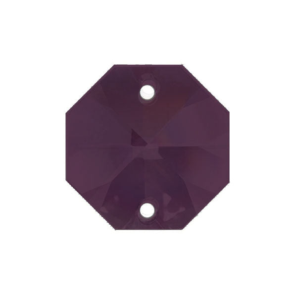 Octagon Crystal 14mm Amethyst Prism with Two Holes