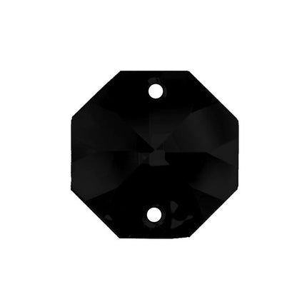 Octagon Crystal 14mm Black Prism with Two Holes