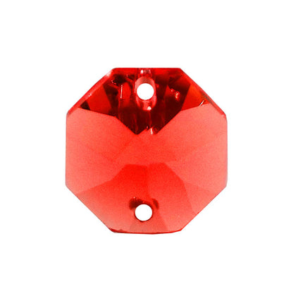 Octagon Crystal 14mm Red Prism with Two Holes