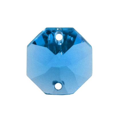 Octagon Crystal 14mm Sapphire Prism with Two Holes